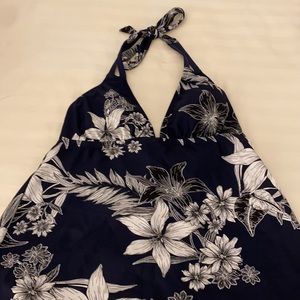 Kona Sol tankini top navy blue and white large